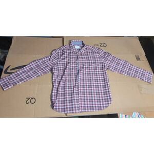Construct Dress Shirt, Men's Red Slim-Fit, Checked Plaid,‎ Stretch Fit, Size XXL